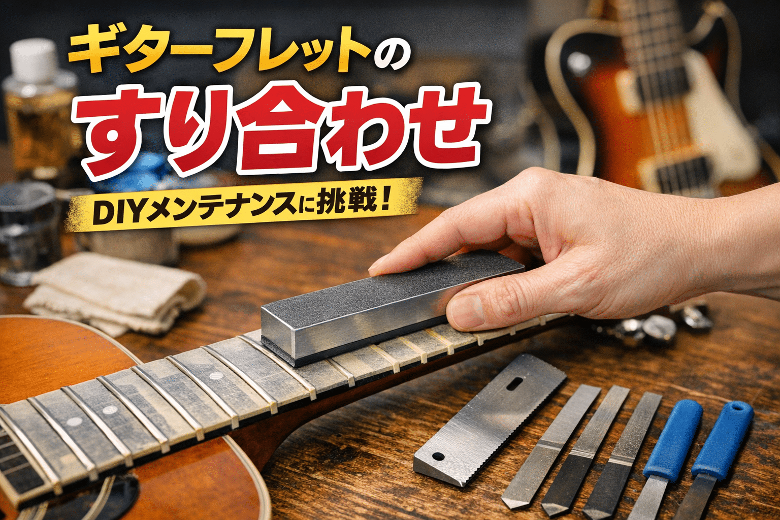 ギターフレットのすり合わせ