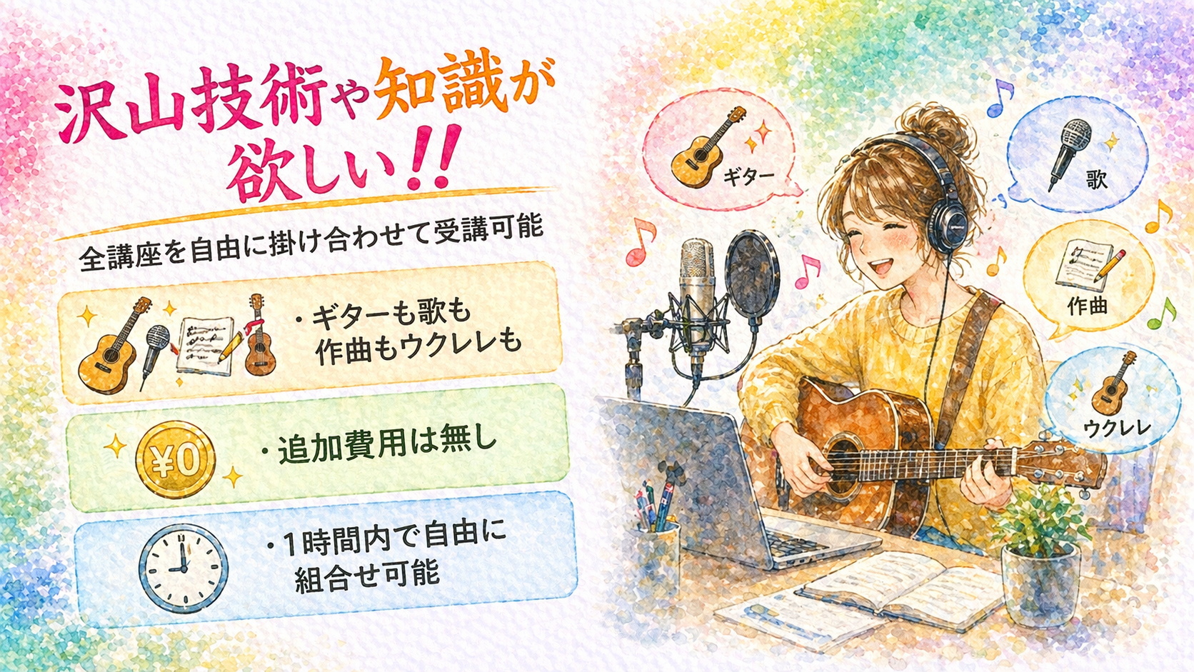 全講座を自由に組合せ出来る音楽教室